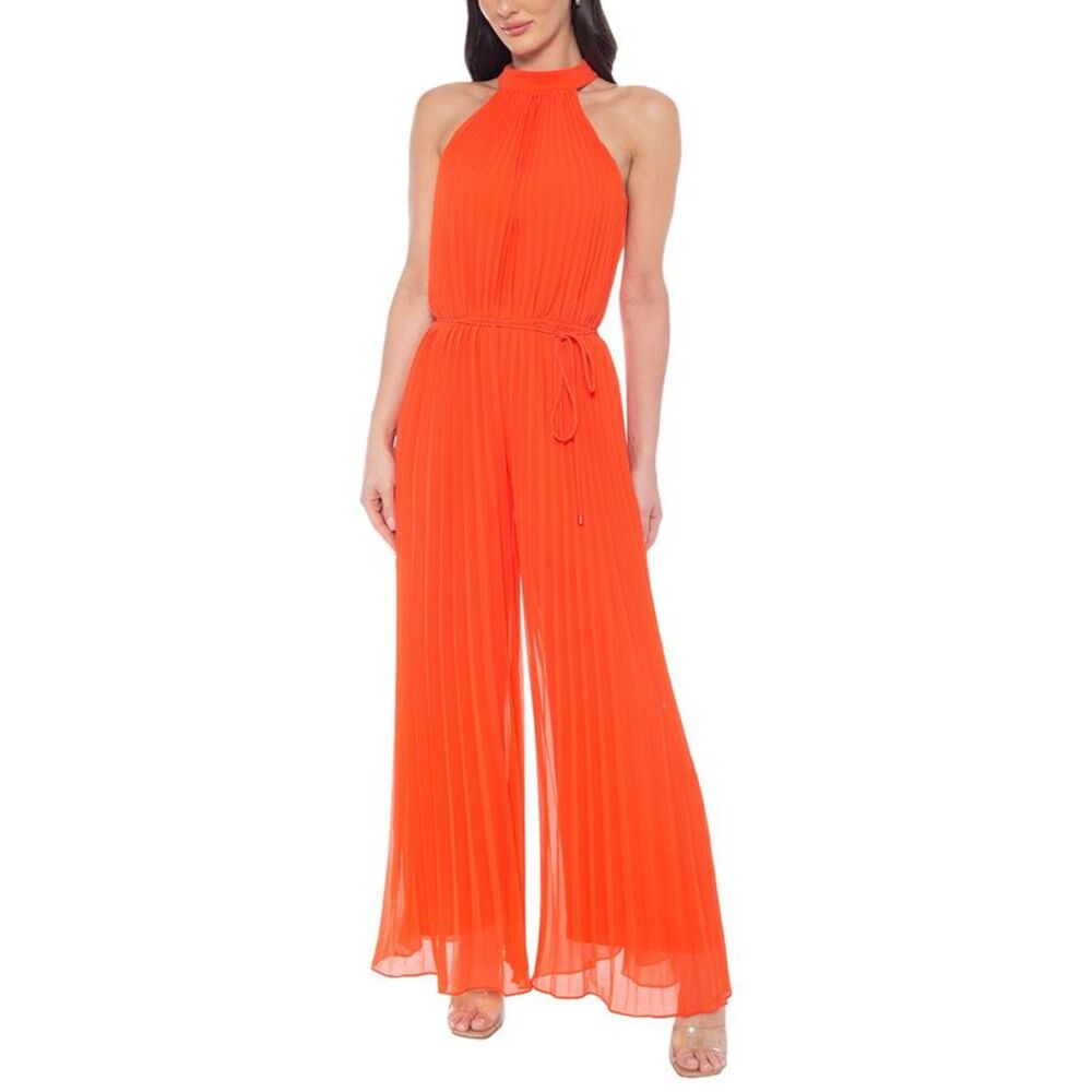 Marina Womens  Pleated Jumpsuit, Orange